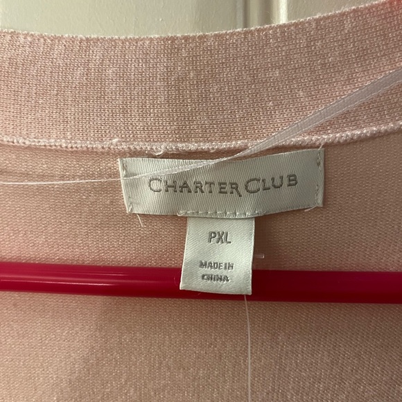 NWT Charter Club Fine Gauge Cardigan in Petal Pink, size XLP - Picture 2 of 4